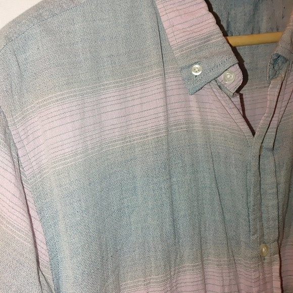 Ezekiel‎ Salty Shadow Plaid Stripe Button Front Short Sleeve Woven Cotton Shirt - Picture 6 of 8